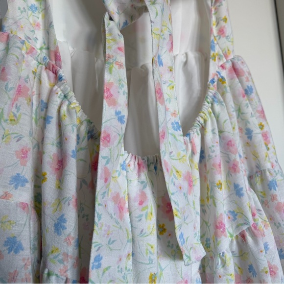 Altar’d State Eliza Floral Mini Dress M White Boho Tie Back Sundress - Picture 9 of 9